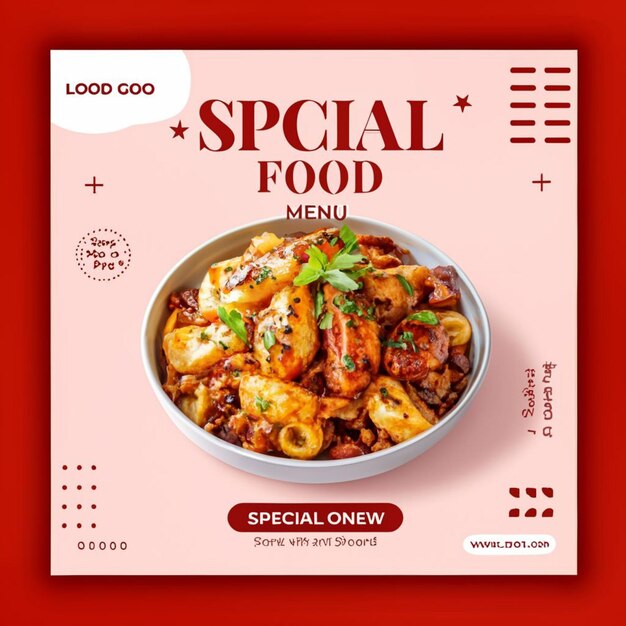 Food menu social media post template and restaurant fastfood burger