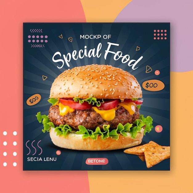 Food menu social media post template and restaurant fastfood