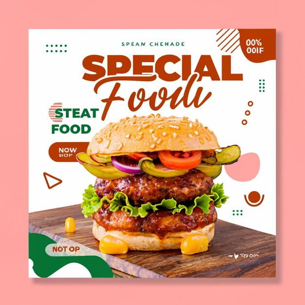 Food menu social media post template and restaurant fastfood