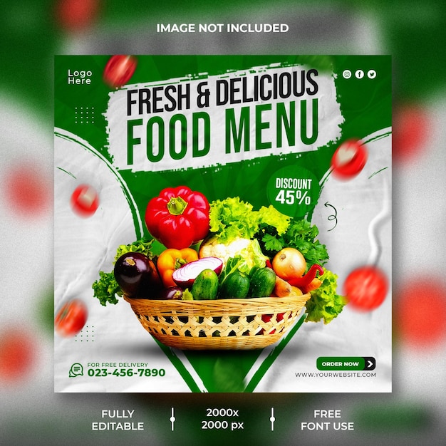 Food menu social media promotion and instagram post template