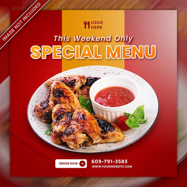 food menu square banner template design special menu