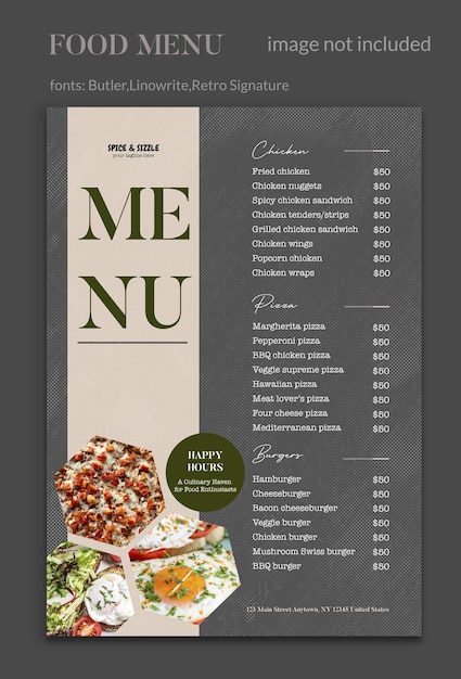 food menu template