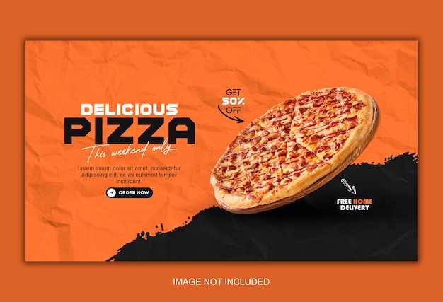 Food menu and web banner template of delicious pizza