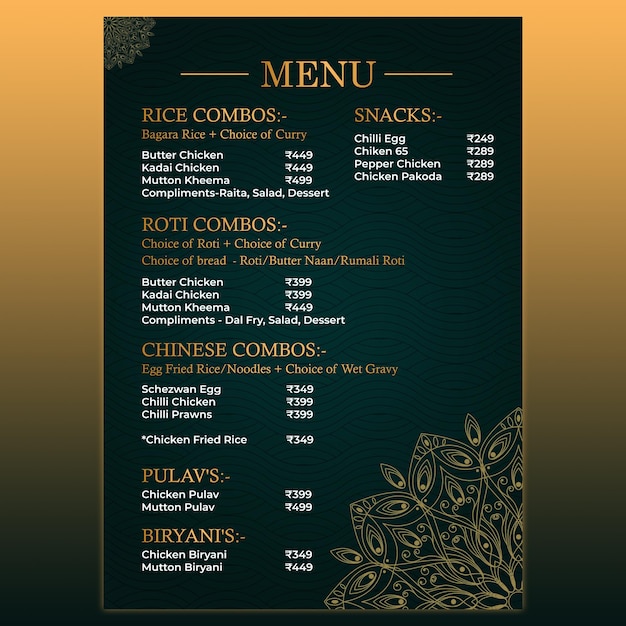 PSD food menu