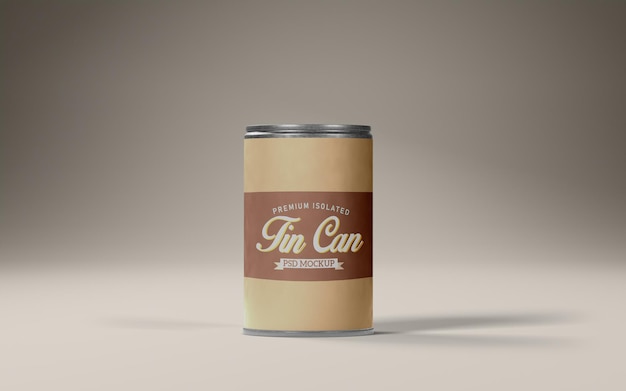 food metal can front view mockup isolated