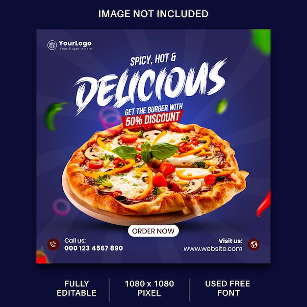 food pizza instagram social media post design template