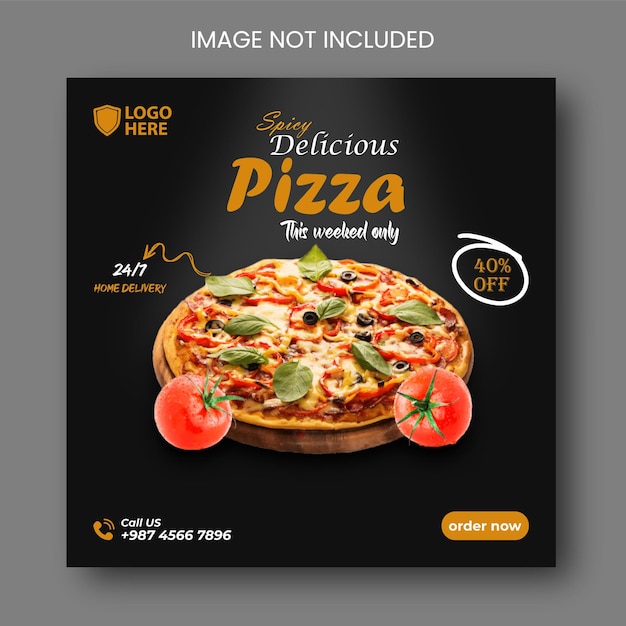 Food pizza social media Instagram post banner template