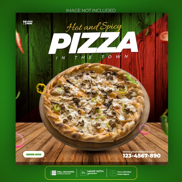 Food pizza social media instagram post banner template