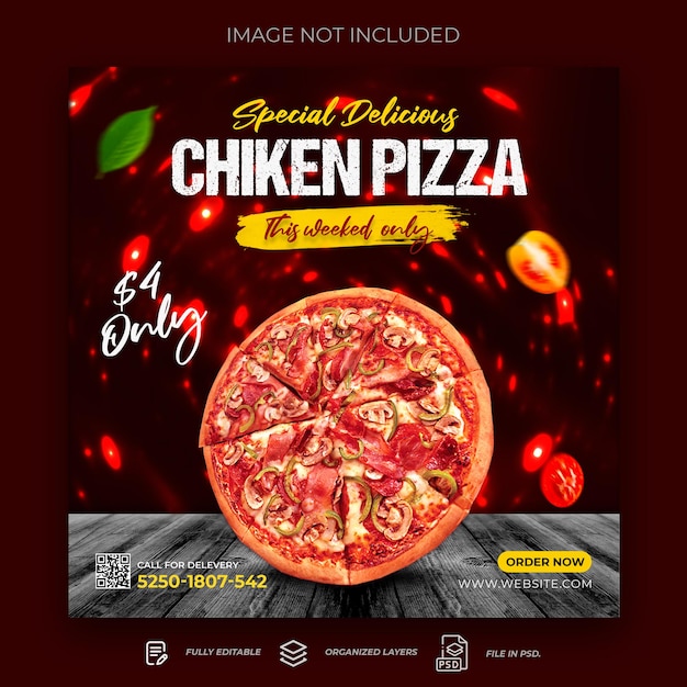 food pizza social media  promotional banner design