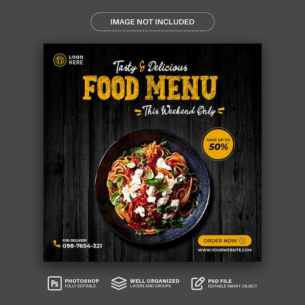 Food poster and social media post banner food template special menu