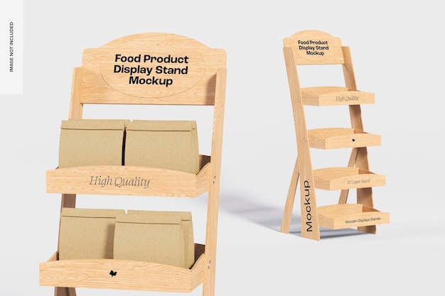 Food Product Display Stands Mockup, Close Up