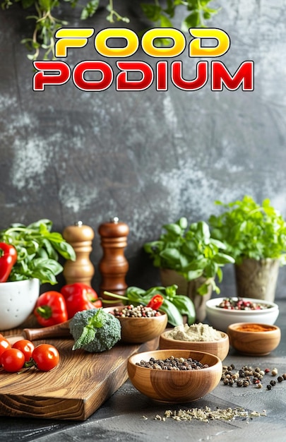 PSD food product podium for poster background