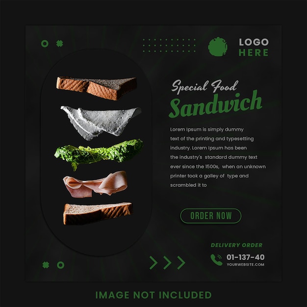 Food Promotion Social Media Post flier Instagram Template