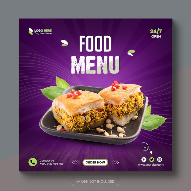 Food promotional new social media post design and Instagram post design template