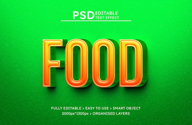 Food realistic 3d text effect