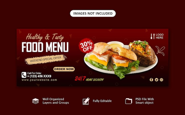 Food and Restaurant Facebook Page Cover Banner Template