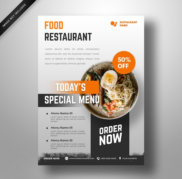 Food Restaurant flyer template white modern template. PSD Template