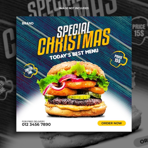 Food restaurant menu christmas promotion banner social media post