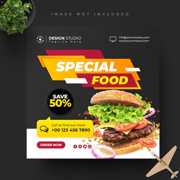 Food and restaurant social media post square template design