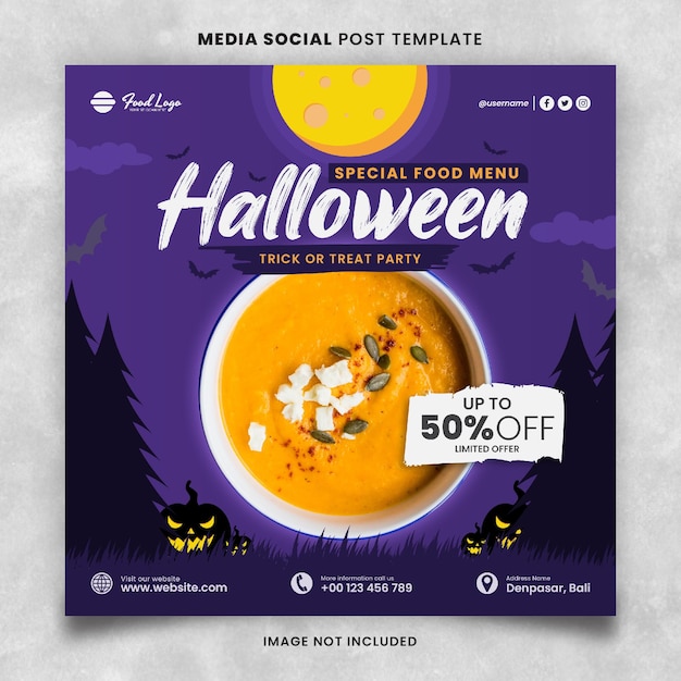 Food and Restaurant Special Menu Halloween Party Media Social Post Template