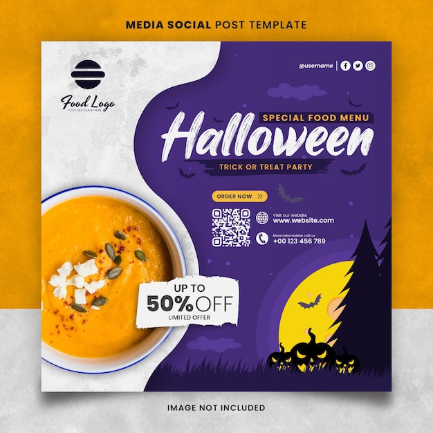 Food and Restaurant Special Menu Halloween Party Media Social Post Template