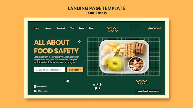 Food safety landing page design template