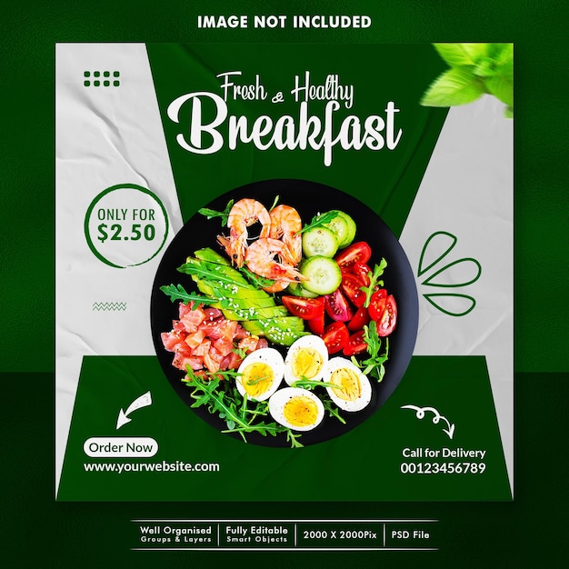 PSD food sale social media banner design template