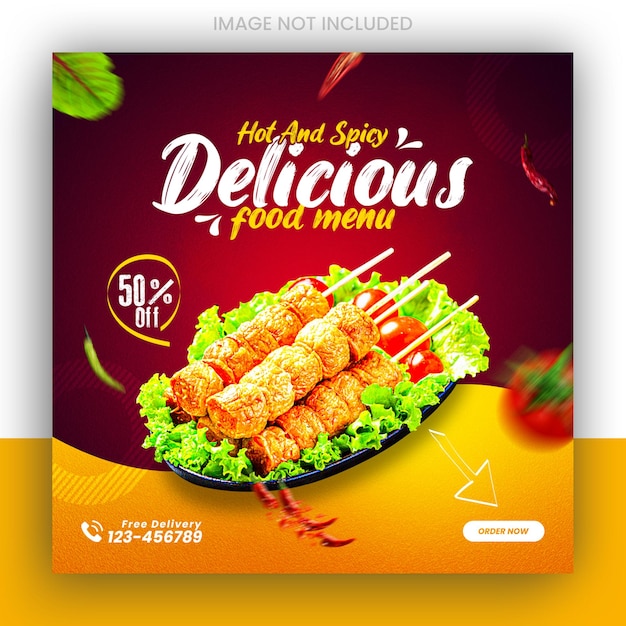 Food sale social media post instagram square banner