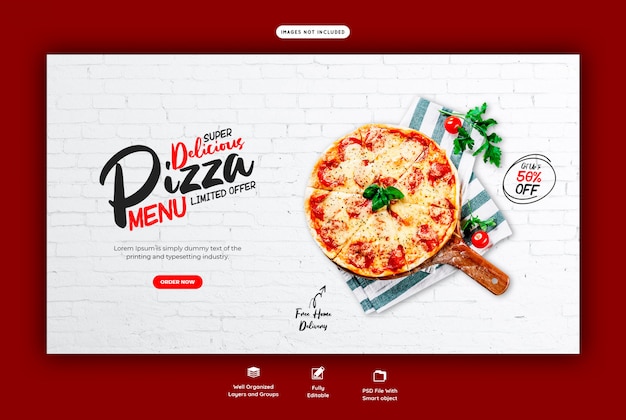 Food sales menu for web banner template