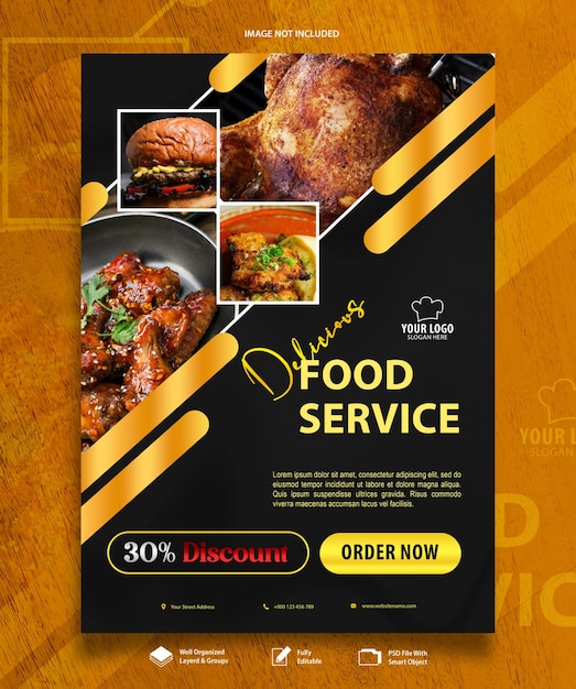 PSD food service flyer design template