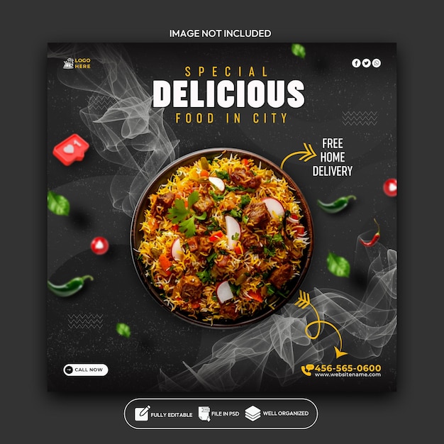 PSD food social media banner and instagram banner template