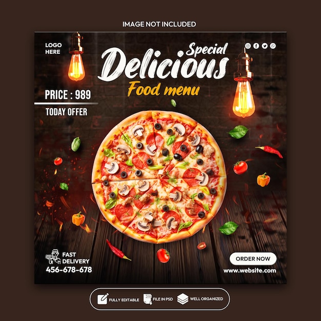 PSD food social media banner and instagram banner template