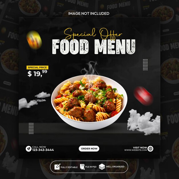 PSD food social media banner and instagram banner template