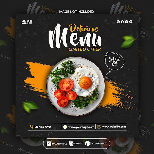 Food social media banner and instagram banner template