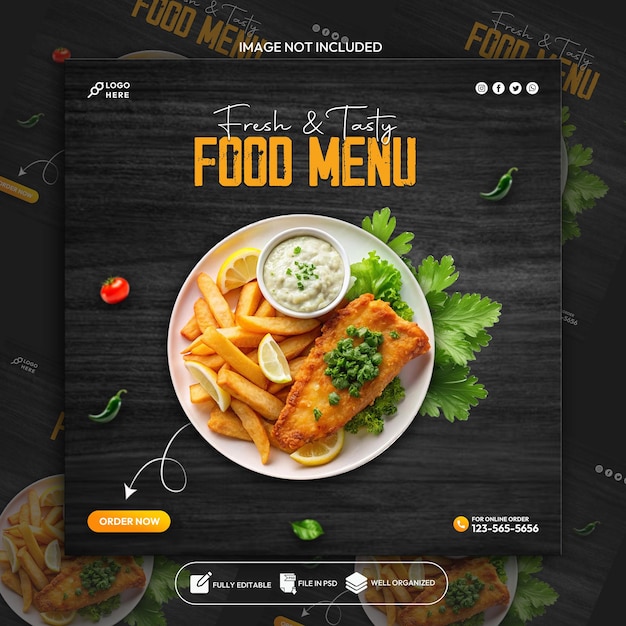 PSD food social media banner and instagram banner template