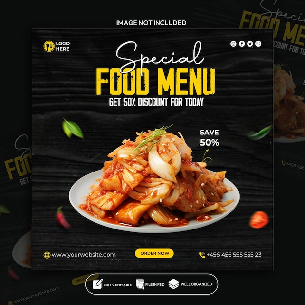 Food social media banner and instagram banner template