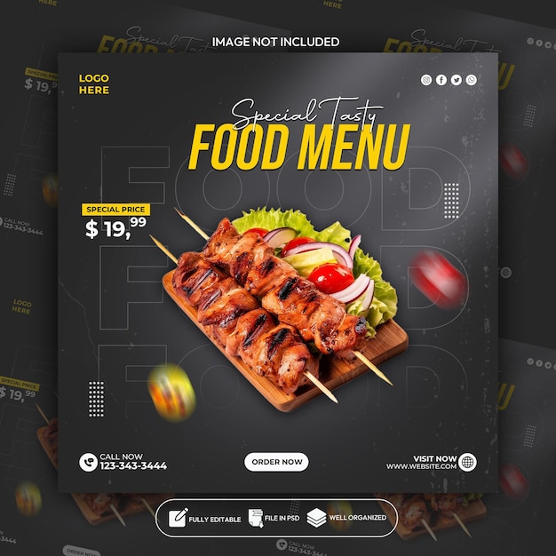 Food social media banner and instagram banner template