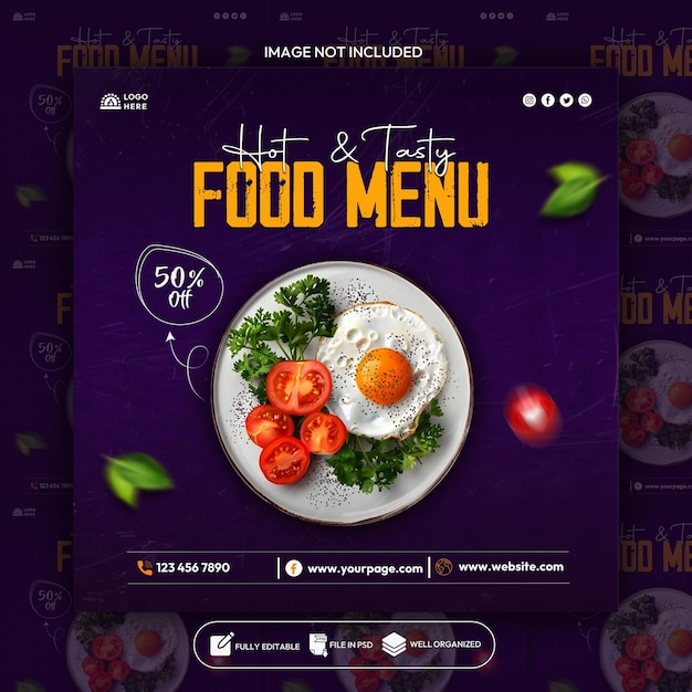 PSD food social media banner and instagram banner template