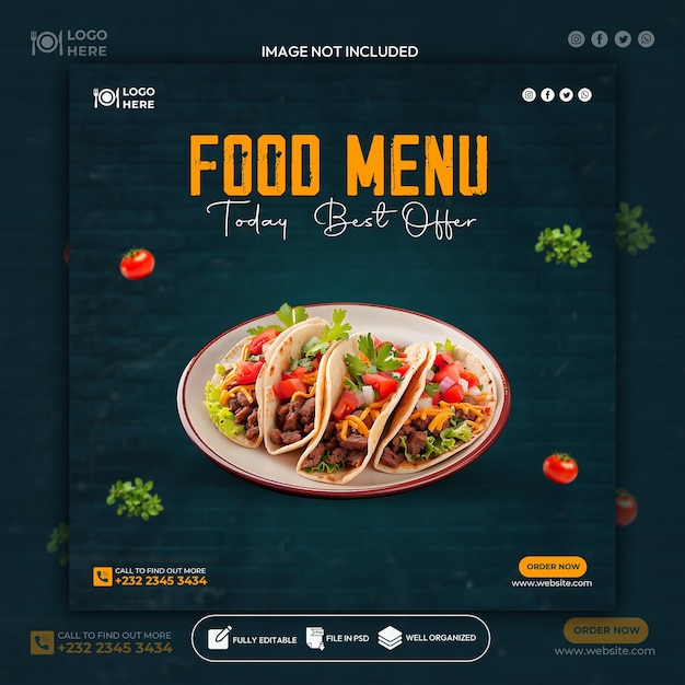 PSD food social media banner and instagram banner template