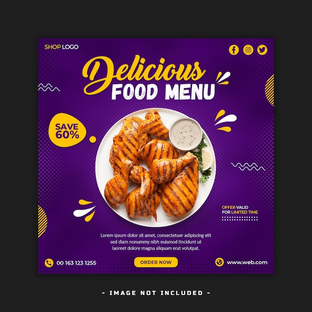 Food social media banner post template Free Psd