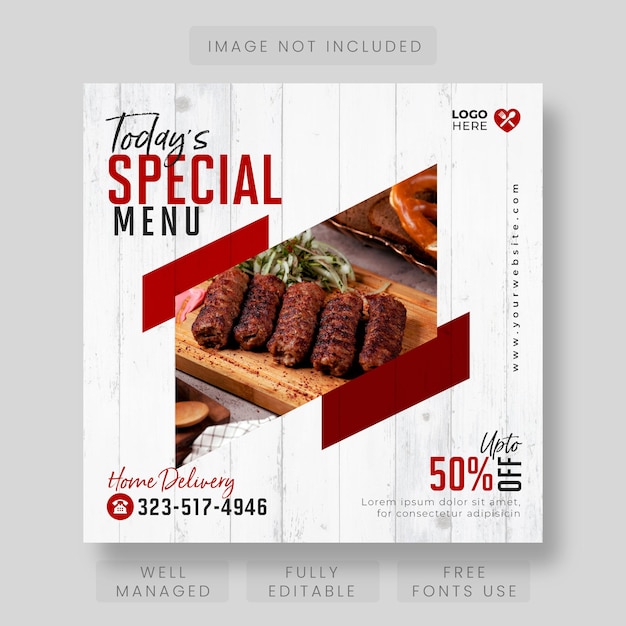 Food social media banner post template