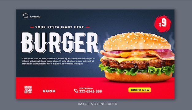 Food social media banner template for restaurant fast food burger premium Psd