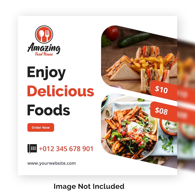 food social media post banner template for restaurant