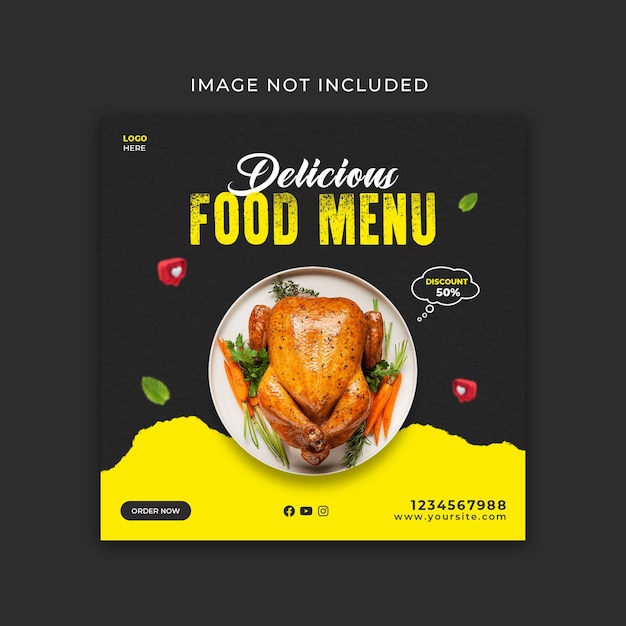 Food social media post and instagram banner post design template