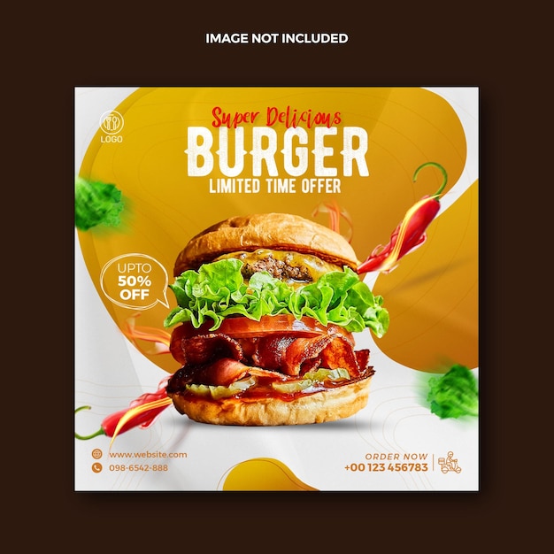 Food Social Media Post For Instagram And Squire Burger Promotional Web Banner