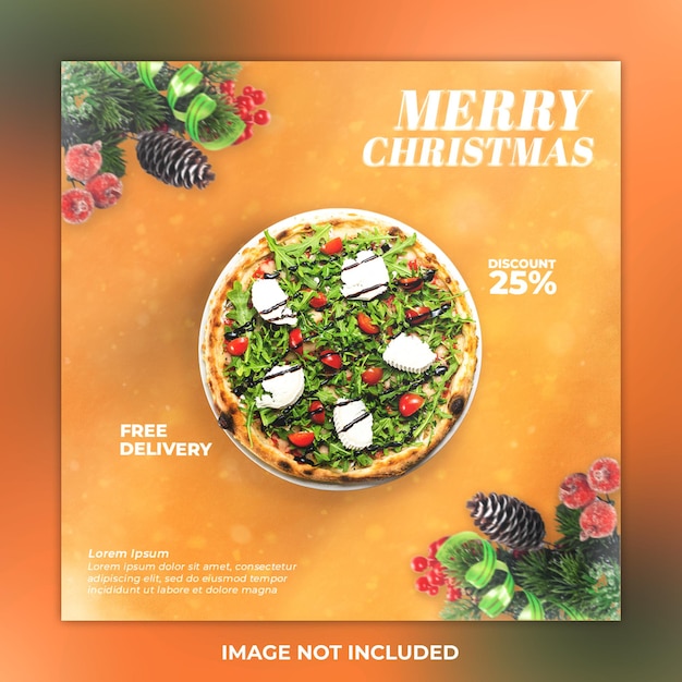 food social media post and merry christmas promotion