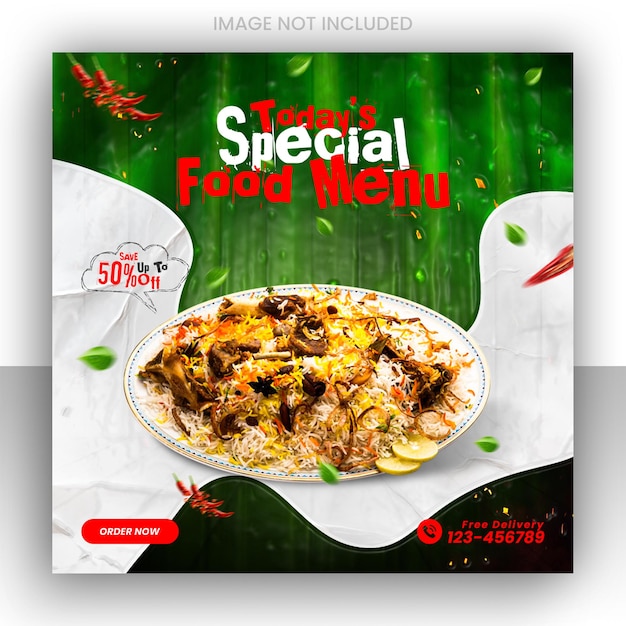 Food social media promotion banner template and instagram banner post design