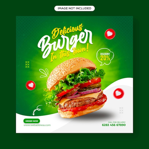 Food social media promotion and Instagram banner post design template