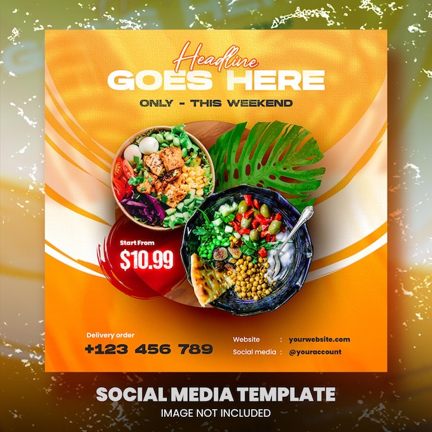 Food social media promotion and instagram banner post design template