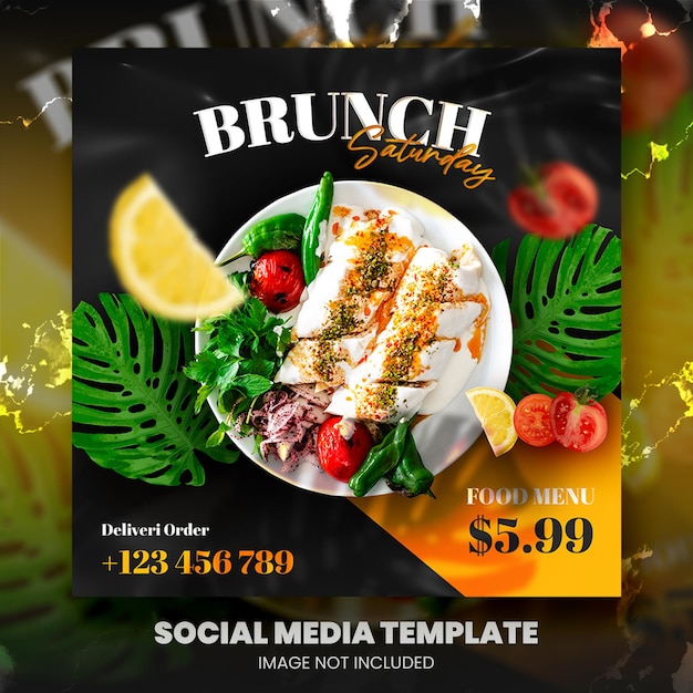 Food social media promotion and instagram banner post design template